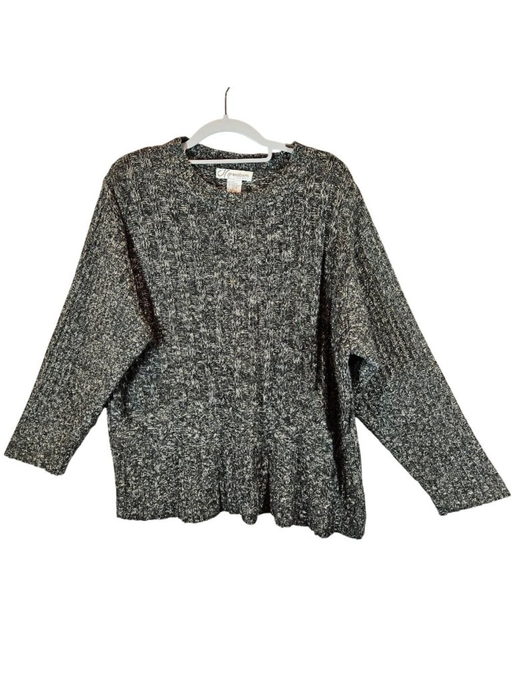Dressbarn Womens Cable Knit Sweater Size XL Silk Blend Gray Office Casual School